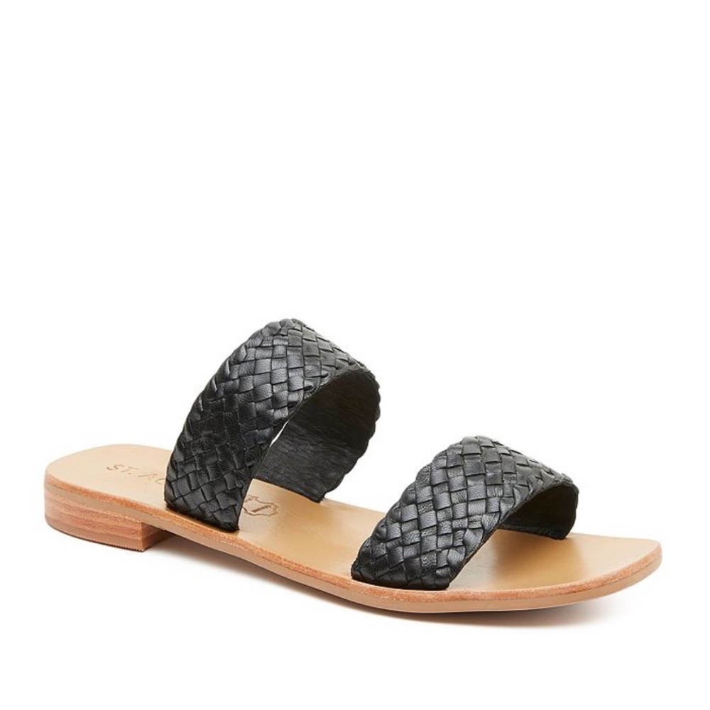 St. Agni Piers black woven slide sandals 39
